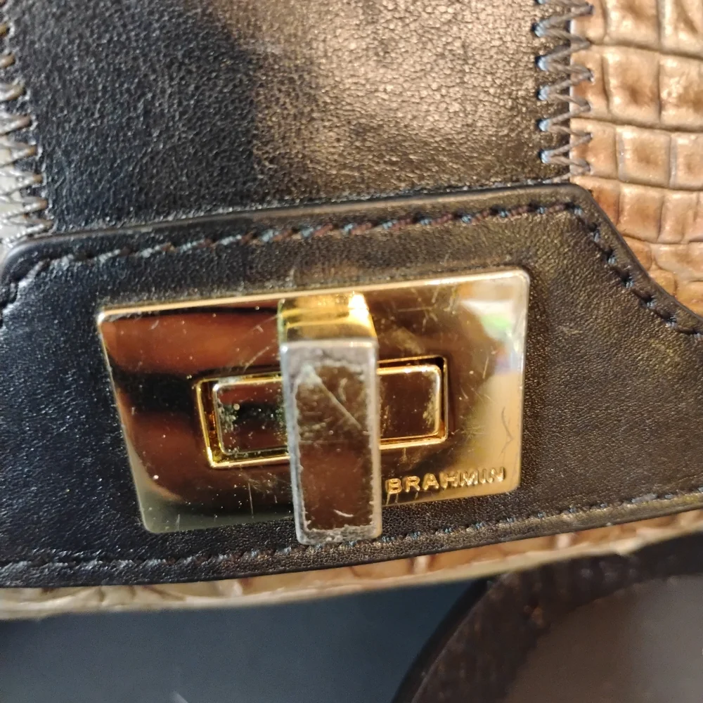 Brahmin Leather Croc Patchwork Shoulder Purse - Picture 3 of 16